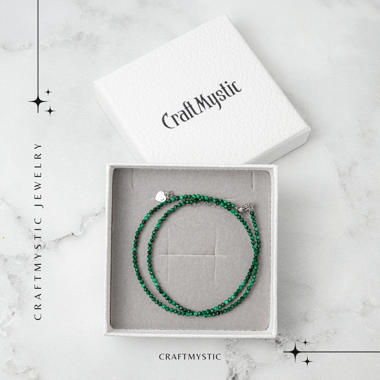 Energie si Echilibru - Choker din Otel Inoxidabil cu Malachit Natural Fatetat