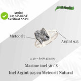 Inel Argint 925 cu Meteorit Brut Natural - Energie Cosmica si Forta Interioara