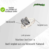 Inel Argint 925 cu Meteorit Brut Natural - Energie Cosmica si Forta Interioara