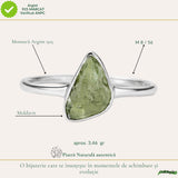 Inel Argint 925 cu Moldavit Autentic, M8/56 – Talisman pentru Crestere Spirituala si Protectie