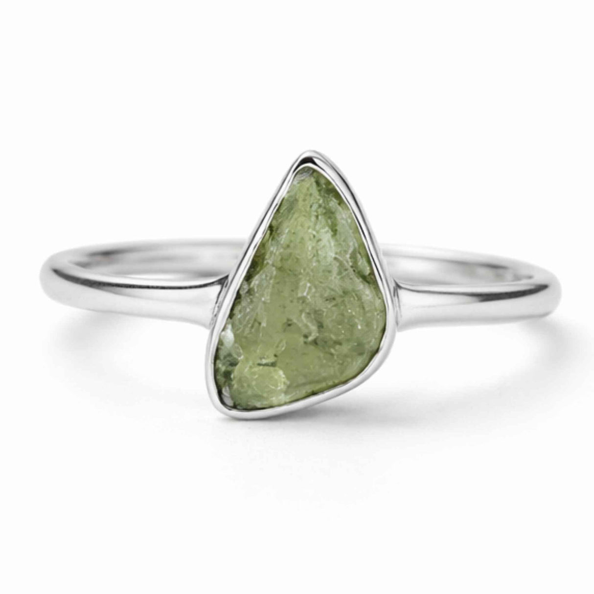 Inel Argint 925 cu Moldavit Autentic, M8/56 – Talisman pentru Crestere Spirituala si Protectie