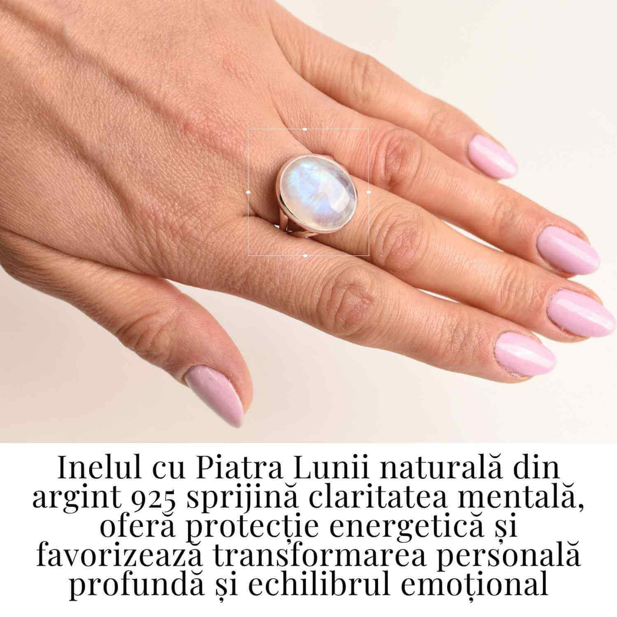 Inel din argint 925 elegant cu Piatra Lunii 7.13 gr, M57 / 8- Armonie emotionala si conexiune cu feminitatea