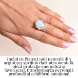 Inel din argint 925 elegant cu Piatra Lunii 7.13 gr, M57 / 8- Armonie emotionala si conexiune cu feminitatea