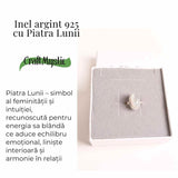 Inel din argint 925 elegant cu Piatra Lunii 7.13 gr, M57 / 8- Armonie emotionala si conexiune cu feminitatea