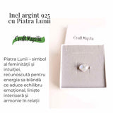 Inel din Argint 925 cu Piatra Lunii - Echilibru Emotional si Intuitie Amplificata, 6.31 gr