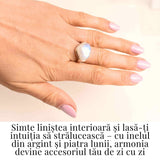 Inel din Argint 925 cu Piatra Lunii - Echilibru Emotional si Intuitie Amplificata, 6.31 gr