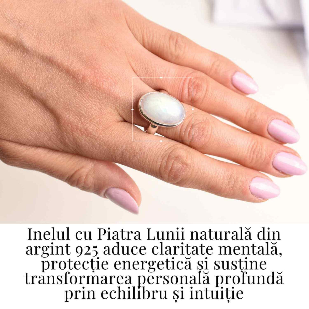 Inel din argint 925 cu Piatra Lunii naturala 8.39 gr M39 / 9- Intuitie, echilibru si eleganta discreta