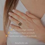 Inel Argint 925 cu Moldavit Verde Brut, M8/57 – Claritate Mentala si Energie Cosmice
