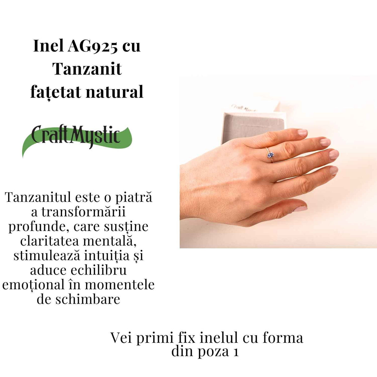 Inel din Argint 925 reglabil cu Tanzanit Fatetat - o raza de lumina violet purtata cu calm si echilibru