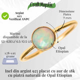Inel argint 925 placat cu aur 18K cu Opal Etiopian fatetat rotund - Lumina sufletului