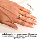 Inel argint 925 placat cu aur 18K cu Opal Etiopian fatetat rotund - Lumina sufletului
