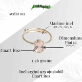 Inel din Argint 925 cu Cuart Roz - Iubire Interioara si Armonie Emotionala