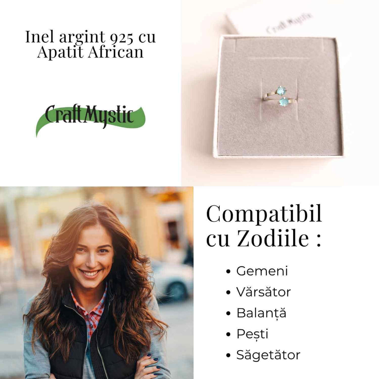 Inel Ajustabil Argint 925 cu Apatit African Dublu - Claritate si Comunicare Autentica