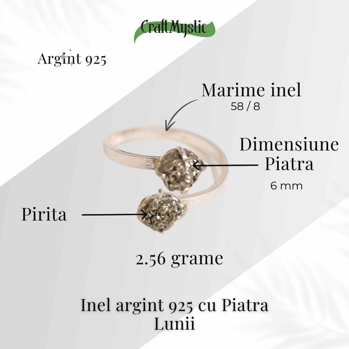 Inel Ajustabil Argint 925 cu Dublu Pirita - Protectie si Incredere Interioara