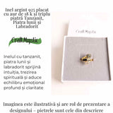 Inel din Argint 925 placat cu Aur de 18K cu Tanzanit, Piatra Lunii si Labradorit 4.02gr M59 / 9- Intuitie, Transformare si Lumina Interioara
