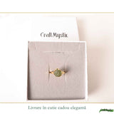 Inel Argint 925 Placat cu Aur 18K cu Moldavit Natural M8/56 – Energie si Transformare Spirituala