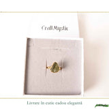 Inel cu Piatra Moldavit Verde, Argint 925 Placat Aur 18K, M7/54 - Echilibru si Evolutie