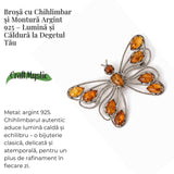 Brosa din chihlimbar forma de fluture si argint 925 - adauga caldura si rafinament tinutei tale