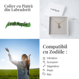 Colier Otel Inoxidabil Auriu cu Labradorit (Spectrolit) si Cruce - Protectie Divina si Lumina Interioara