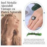 Inel Vintage Ajustabil cu Piatra de Pirita pentru Succes