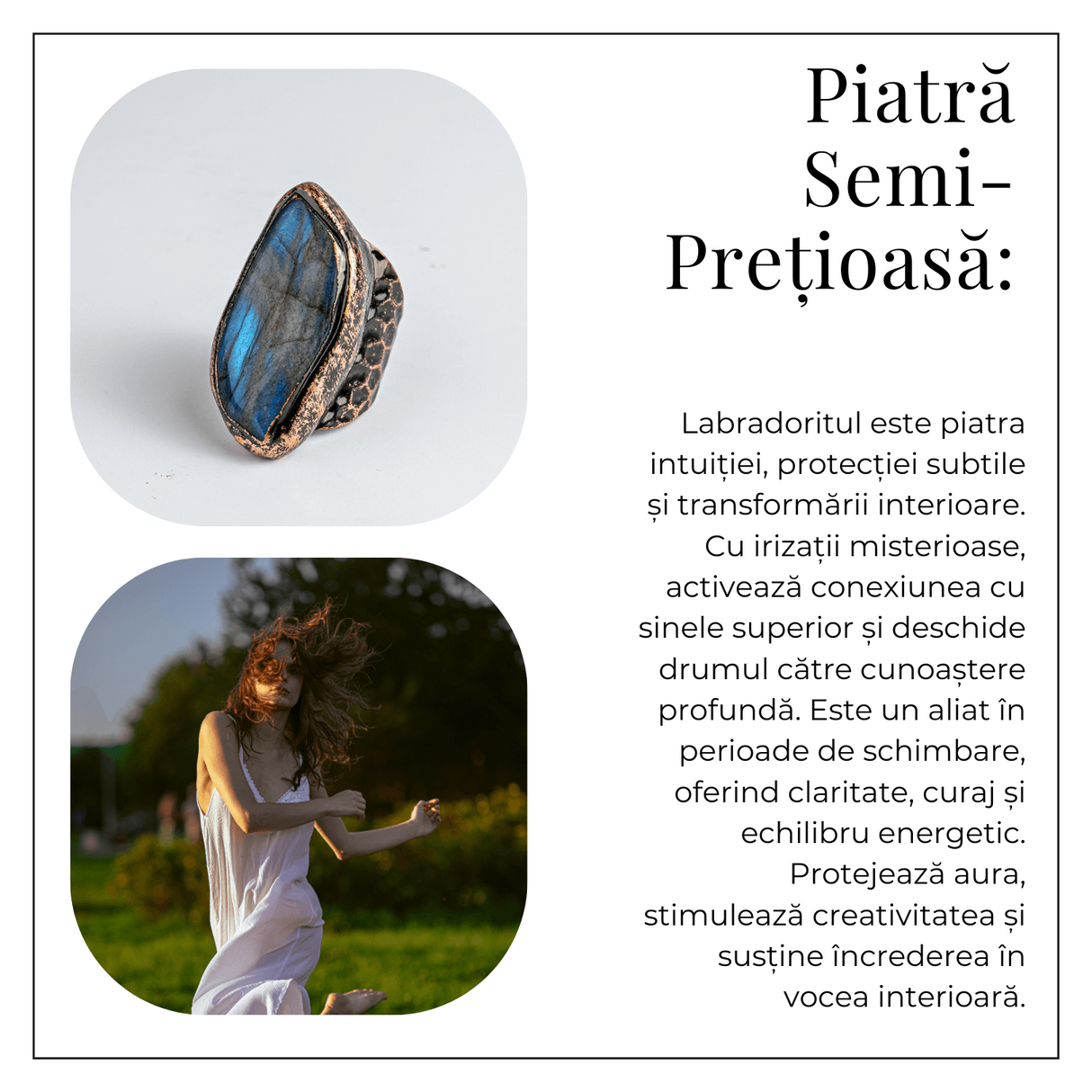 Talismanul Intuitiei - Inel Vintage cu Labradorit, Piatra Transformarii Interioare