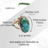 Inel Malachit si Crisocola montura Argint 925 - Protectie si echilibru emotional