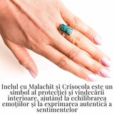 Inel cu Malachit si Crisocola Montura din Argint 925 - Protectie Energetica si Echilibru Emotional, 4.90 gr