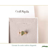 Inel Elegant cu Moldavit Brut – Argint 925 Placat cu Aur 18K, M8/56 - Transformare si Protectie