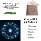 Inel din Argint 925 cu Moldavit, Pakimer si Meteorit - Conexiune si claritate