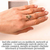 Inel din Argint 925 cu Moldavit, Pakimer si Meteorit - Conexiune si claritate