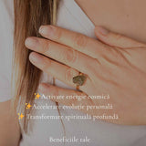 Inel moldavit brut natural si argint 925 placat cu aur de 18k, M7.5/56 – energie autentica si transformare profunda