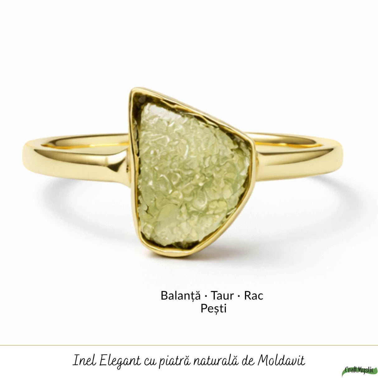 Inel moldavit brut neuniform placat cu aur de 18K , M6/51 - claritate si transformare interioara