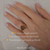 Inel moldavit brut neuniform placat cu aur de 18K , M6/51 - claritate si transformare interioara