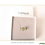 Inel argint 925 placat cu aur de 18k si moldavit natural brut, M7/54 – transformare profunda si energie autentica