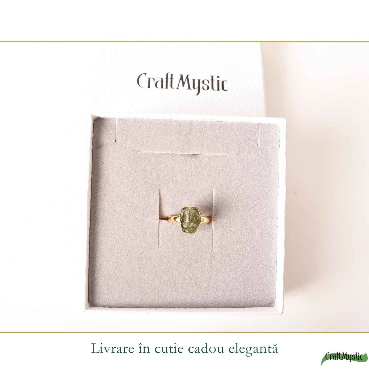 Inel moldavit brut si argint placat cu aur d e18k, M6/51 – transformare si energie autentica