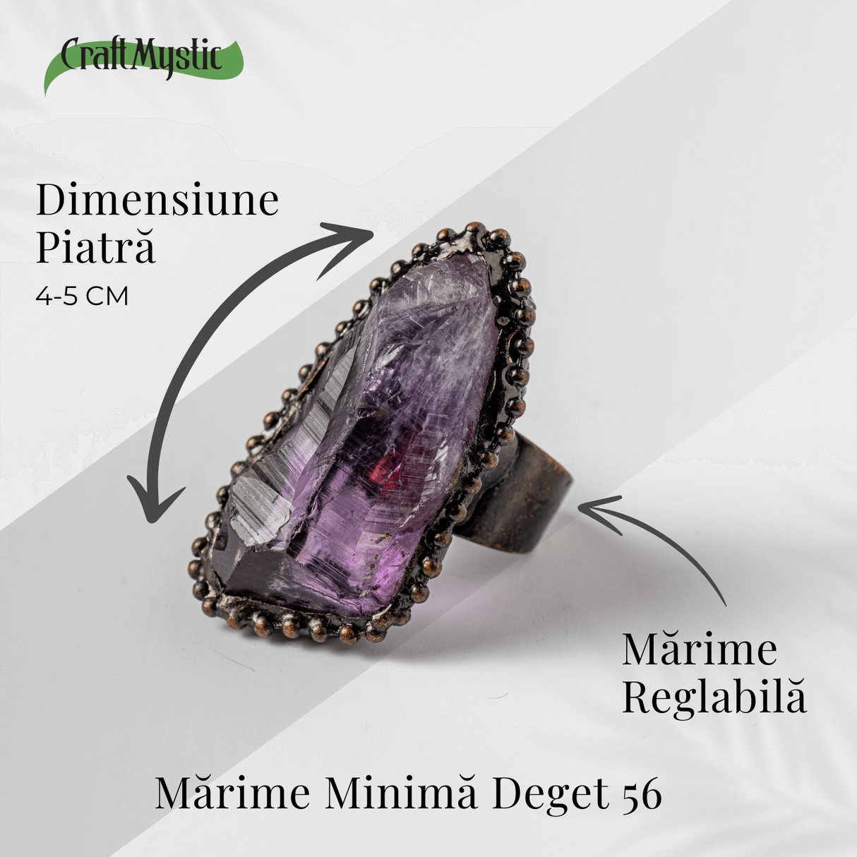 Inel Reglabil Vintage cu Ametist Natural - Claritate si Echilibru