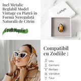 Inel Reglabil Vintage cu Citrin Natural - Abundenta si Energie Pozitiva