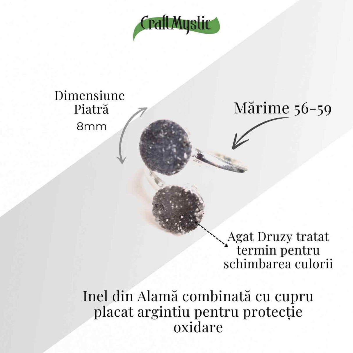 Inel Argintiu cu Dublu Agat Druzy - Energie si Eleganta Unica