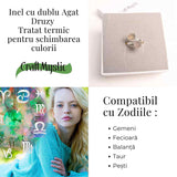 Inel Argintiu cu Dublu Agat Druzy - Energie si Eleganta Unica