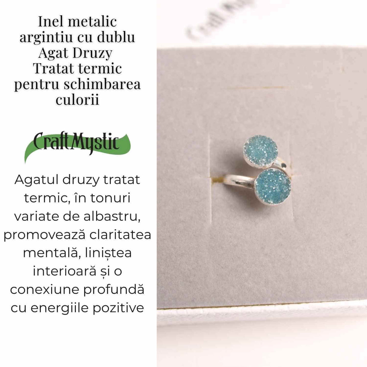 Inel Argintiu cu Dublu Agat Druzy - Energie si Eleganta Unica