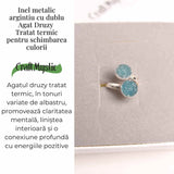 Inel Argintiu cu Dublu Agat Druzy - Energie si Eleganta Unica