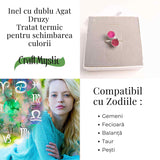 Inel Argintiu cu Dublu Agat Druzy - Energie si Eleganta Unica