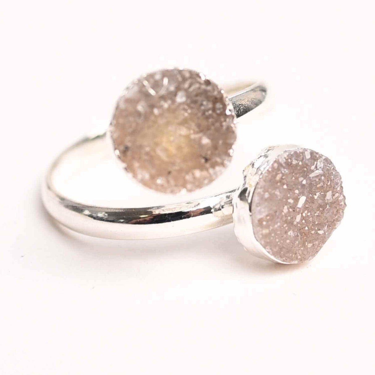 Inel Argintiu cu Dublu Agat Druzy - Energie si Eleganta Unica