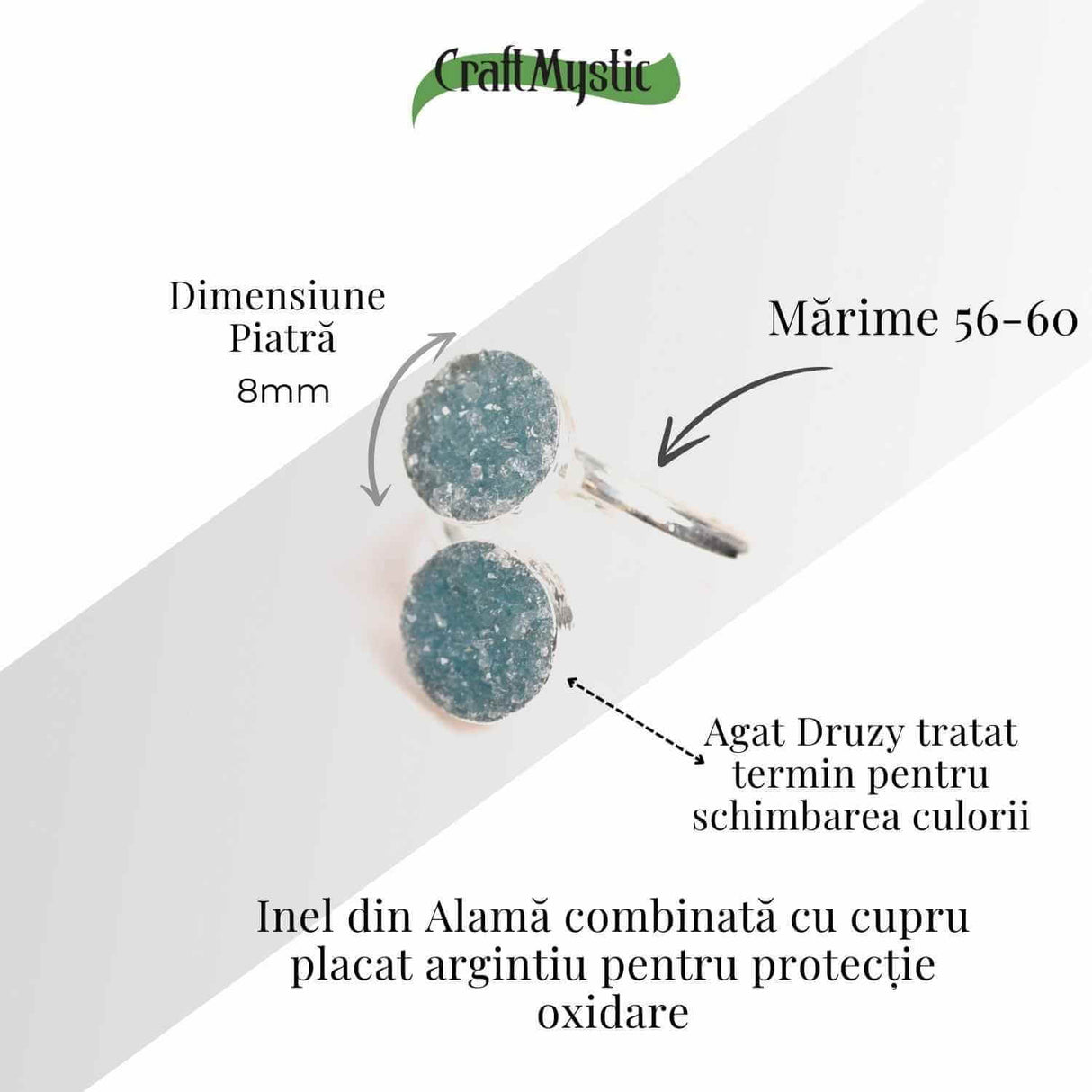 Inel Argintiu cu Dublu Agat Druzy - Energie si Eleganta Unica