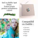 Inel Argintiu cu Dublu Agat Druzy - Energie si Eleganta Unica