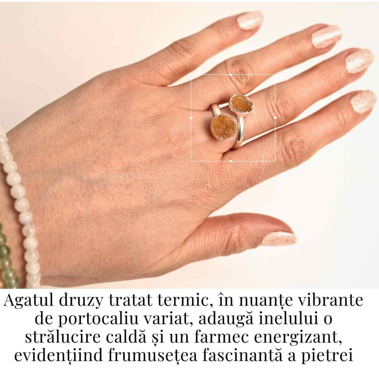 Inel Argintiu cu Dublu Agat Druzy - Energie si Eleganta Unica