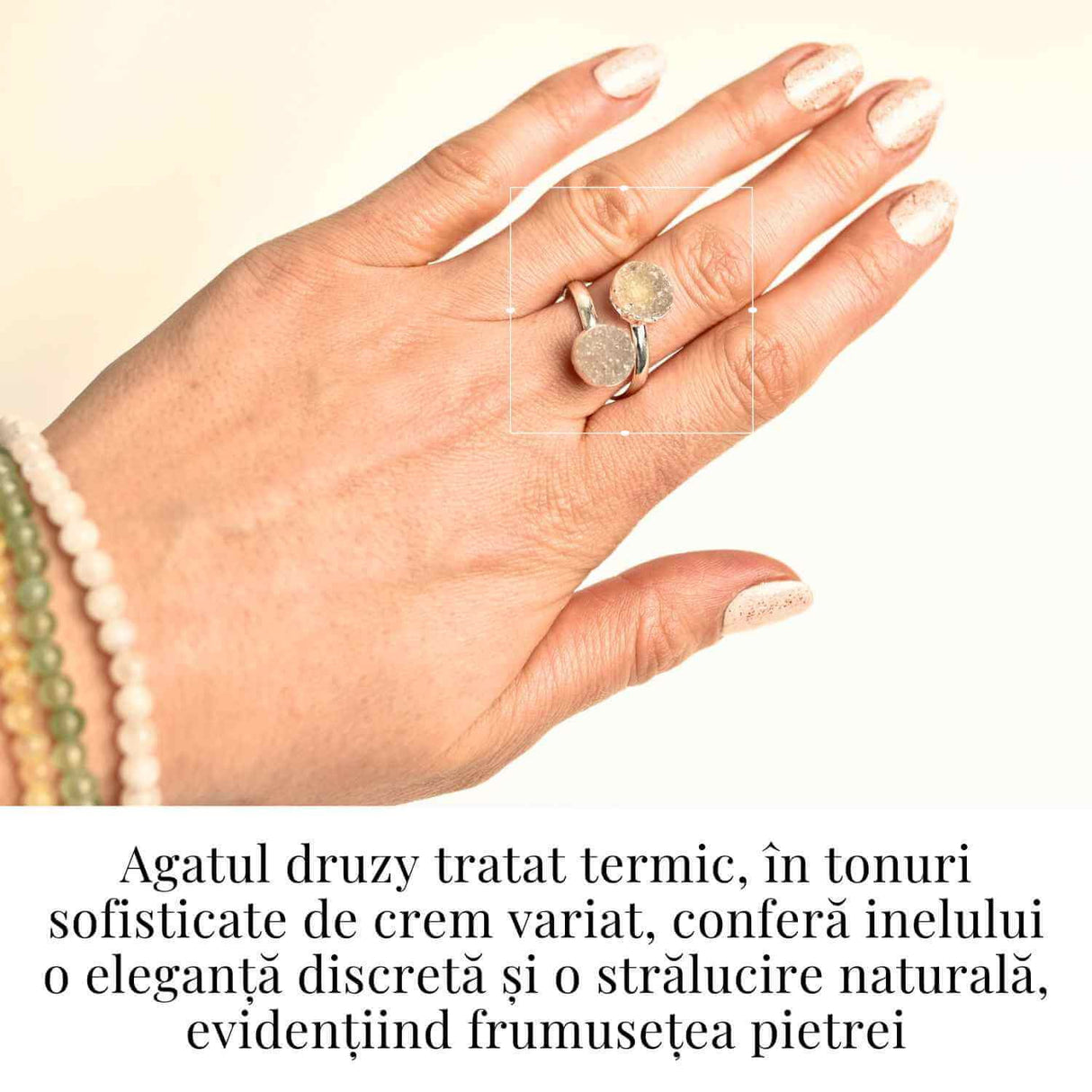 Inel Argintiu cu Dublu Agat Druzy - Energie si Eleganta Unica