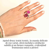 Inel Argintiu cu Dublu Agat Druzy - Energie si Eleganta Unica