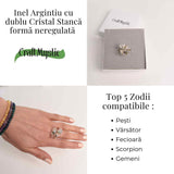 Inel Argintiu Reglabil cu Dublu Cristal Stanca - Claritate si Armonie