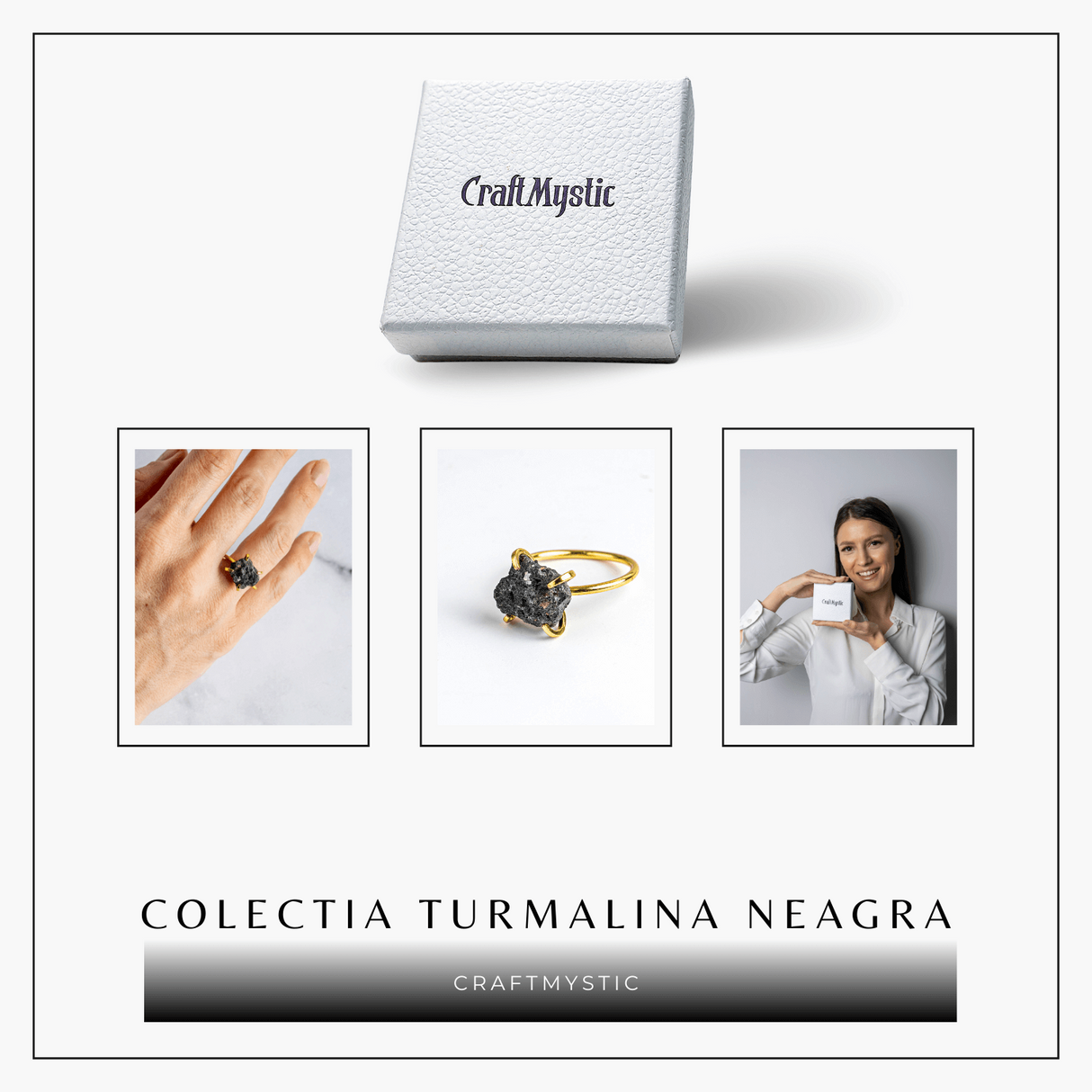 Scut energetic - Inel reglabil cu Turmalina Neagra pentru Protectie